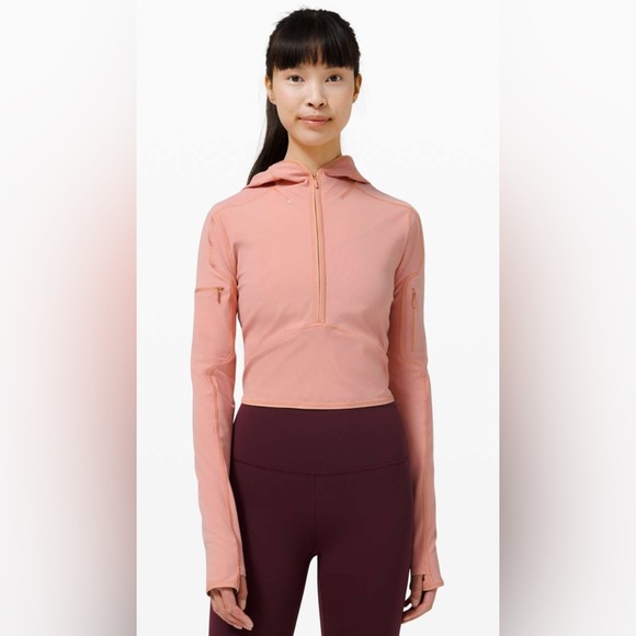 lululemon athletica Tops - Lululemon Break a Trail 1/2 Zip Hoodie Pink Pastel Sz 8